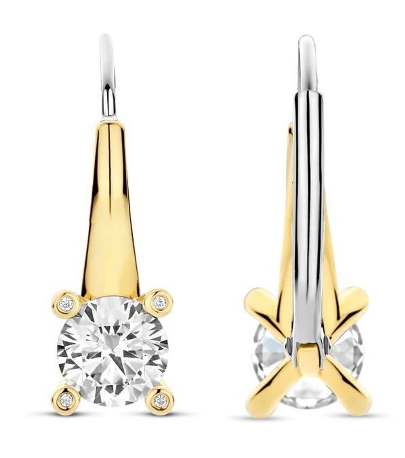 Kolczyki damskie TI SENTO 78009ZY – srebro 925 pozłacane, wiszące, zdobione dużą cyrkonią. Eleganckie i efektowne, idealne do codziennych stylizacji i na 1.jpg