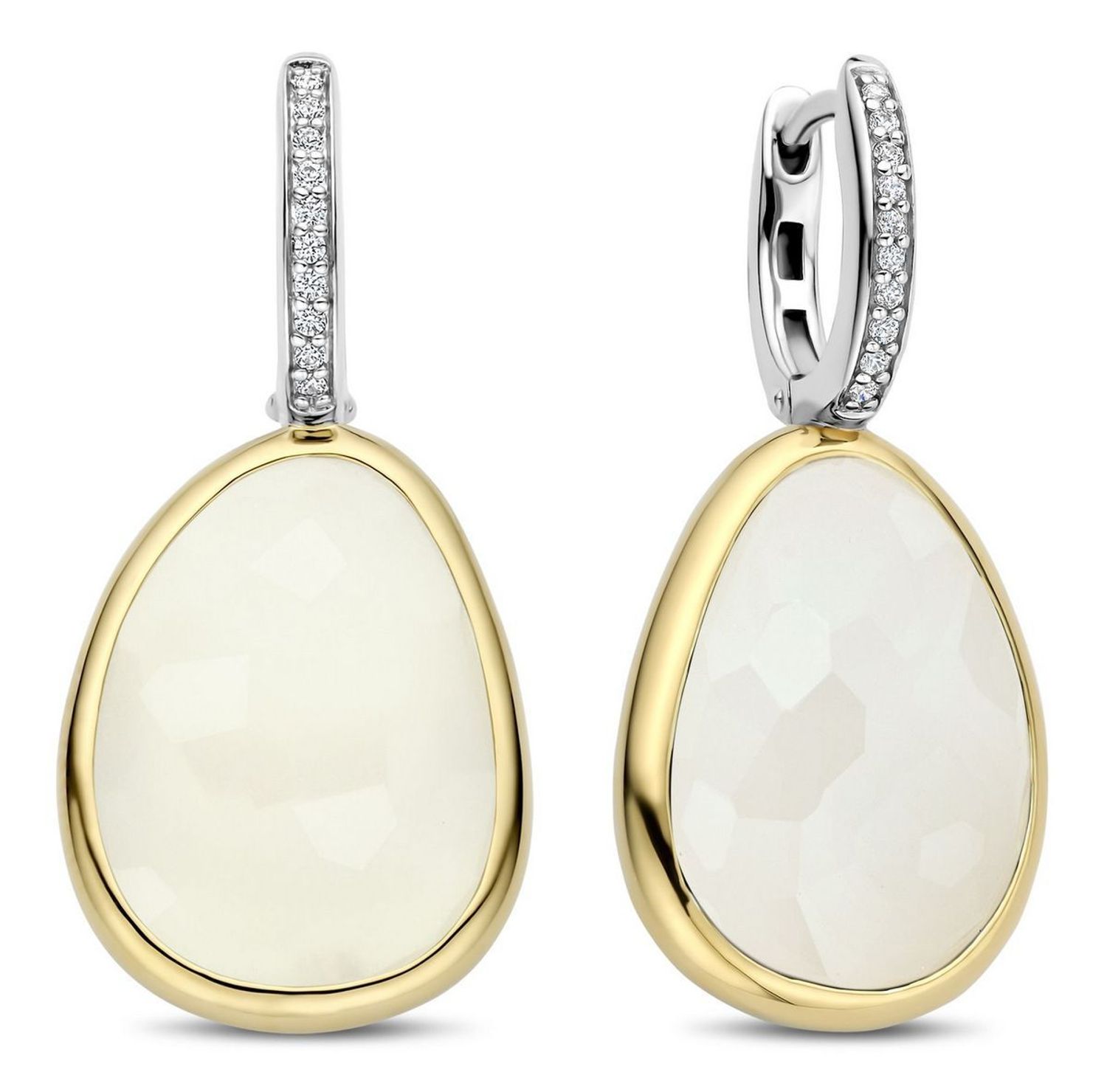 Kolczyki damskie TI SENTO – srebro rodowane 925, częściowo złocone 18K, z cyrkoniami i mlecznymi kamieniami. Eleganckie i efektowne, komfortowe w noszeniu, idealne do codziennych i 1.jpg