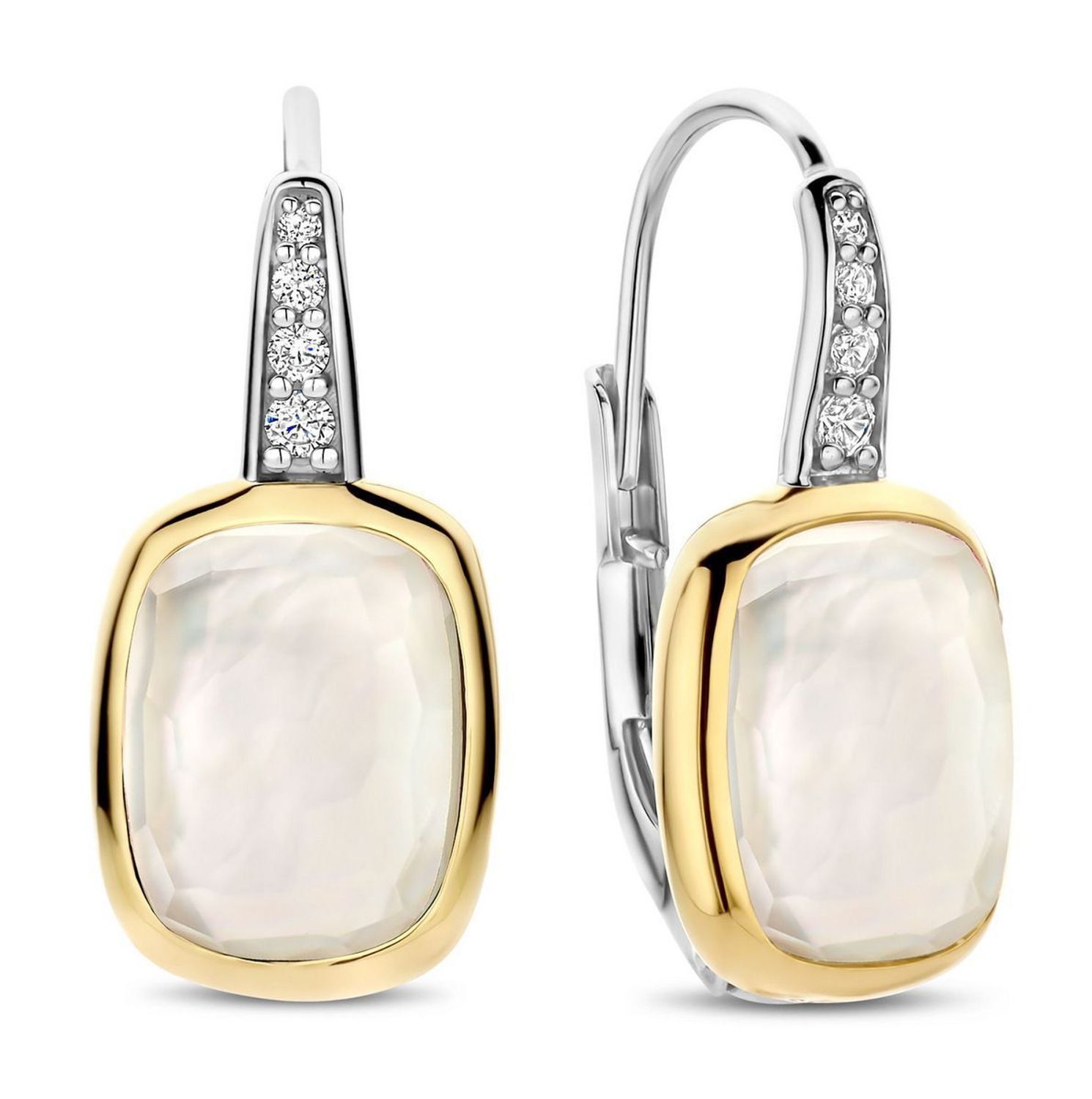 Kolczyki damskie TI SENTO – srebro rodowane 925, częściowo złocone 18K i zdobione cyrkoniami. Hipoalergiczne, eleganckie i efektowne, idealne do codziennych stylizacji 3.jpg