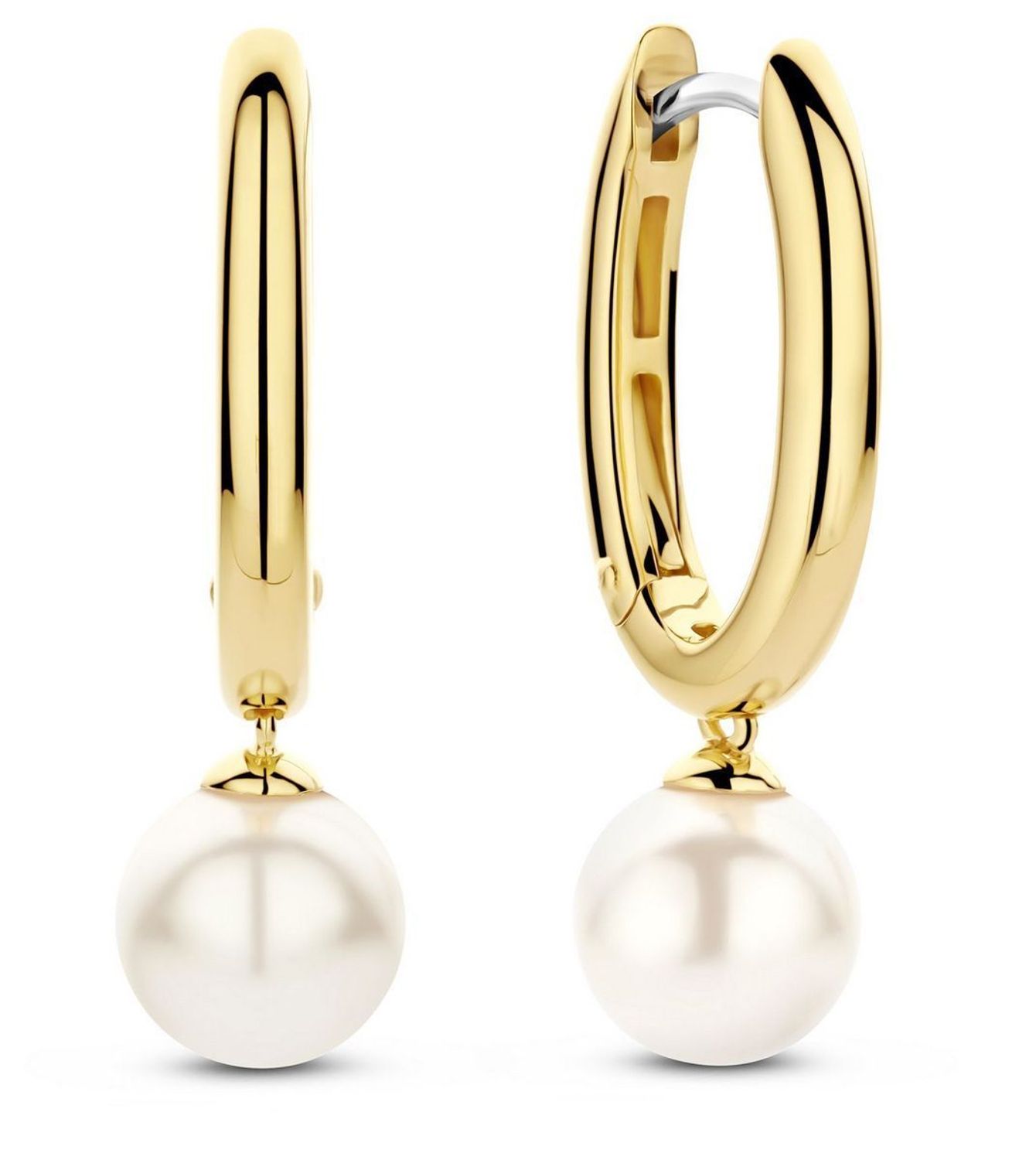 Kolczyki damskie TI SENTO 78043YP – srebro rodowane 925, częściowo złocone 18K i zdobione perłami. Eleganckie, uniwersalne i efektowne, idealne do codziennych stylizacji, do biura 3.jpg