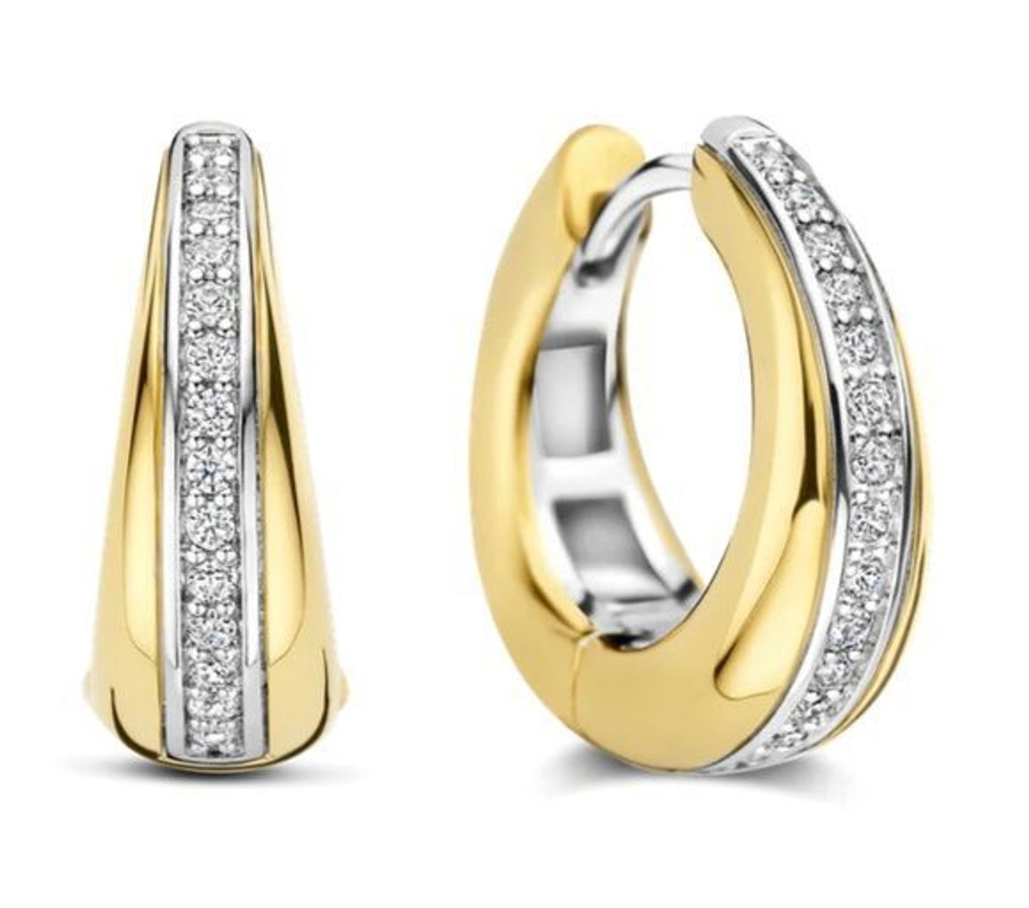 Warstwowe kolczyki cyrkoniowe srebro 925 pozłacane 18K Ti Sento– Circle & Cross-Over 16 mm (5).jpg