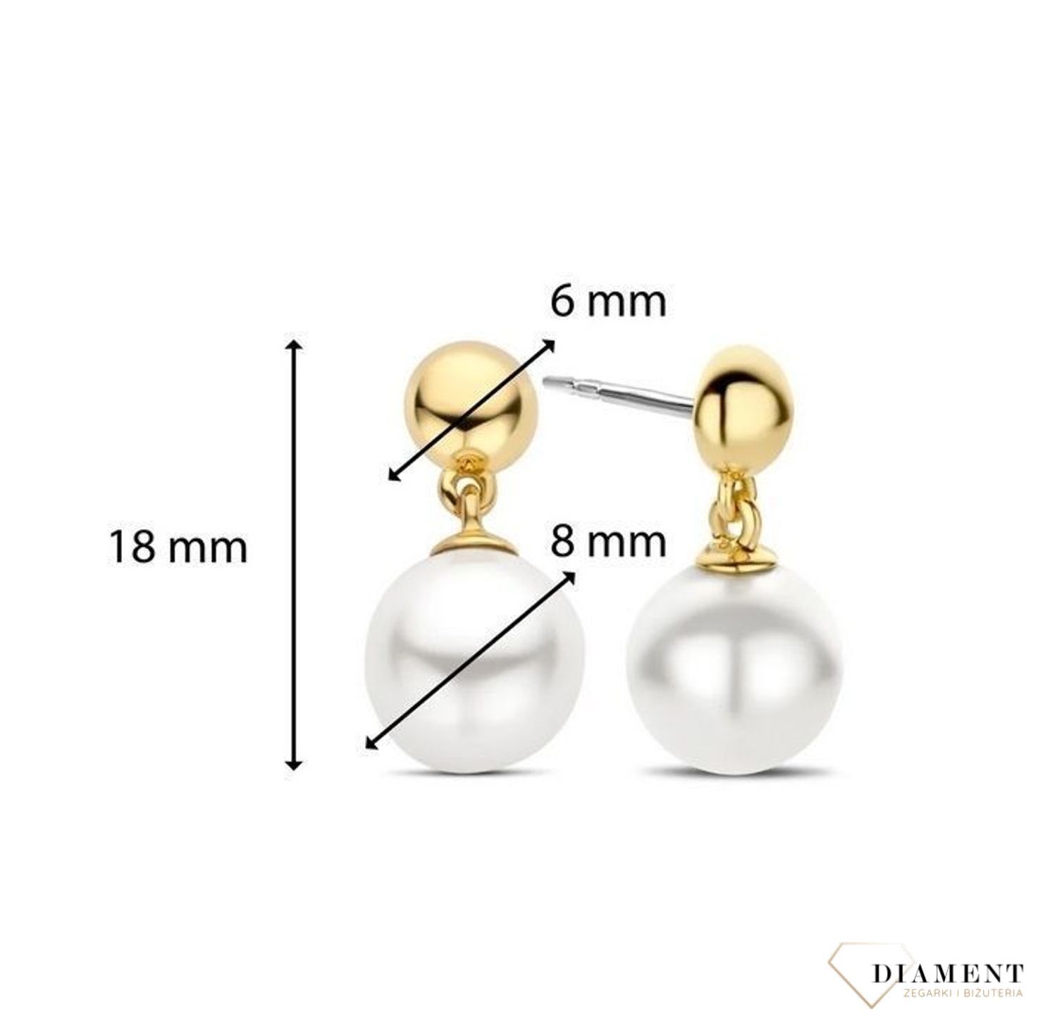 Srebrne kolczyki wiszące Ti Sento pozłacane z perłą 7912YP. Kolczyki zostały wykonane z najwyższej jakości srebra próby 925. Wzór kolczyków, który jest uniwersalny przez swoją formę. Kolczyki z perłą. Kolczyki wisz (5).jpg