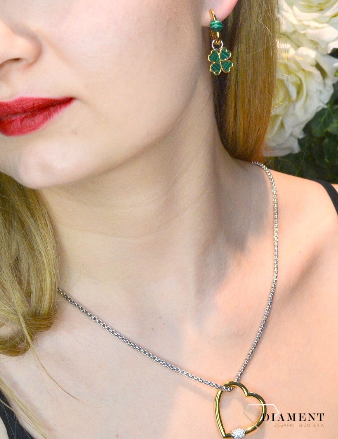 Kolczyki srebrne pokryte złotem Ti Sento Milano z malachitem 7914MAz (2).jpg