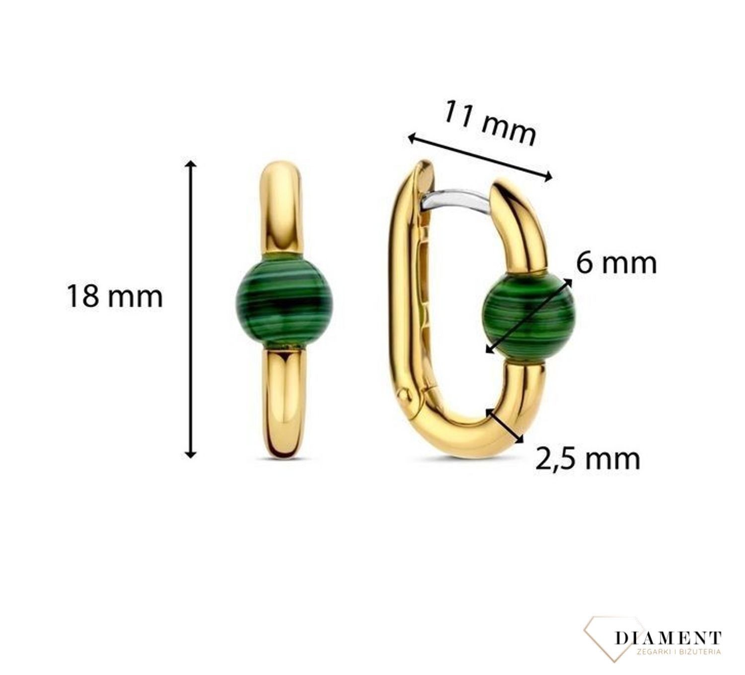 Kolczyki srebrne pokryte złotem Ti Sento Milano z malachitem 7914MAz (2).jpg