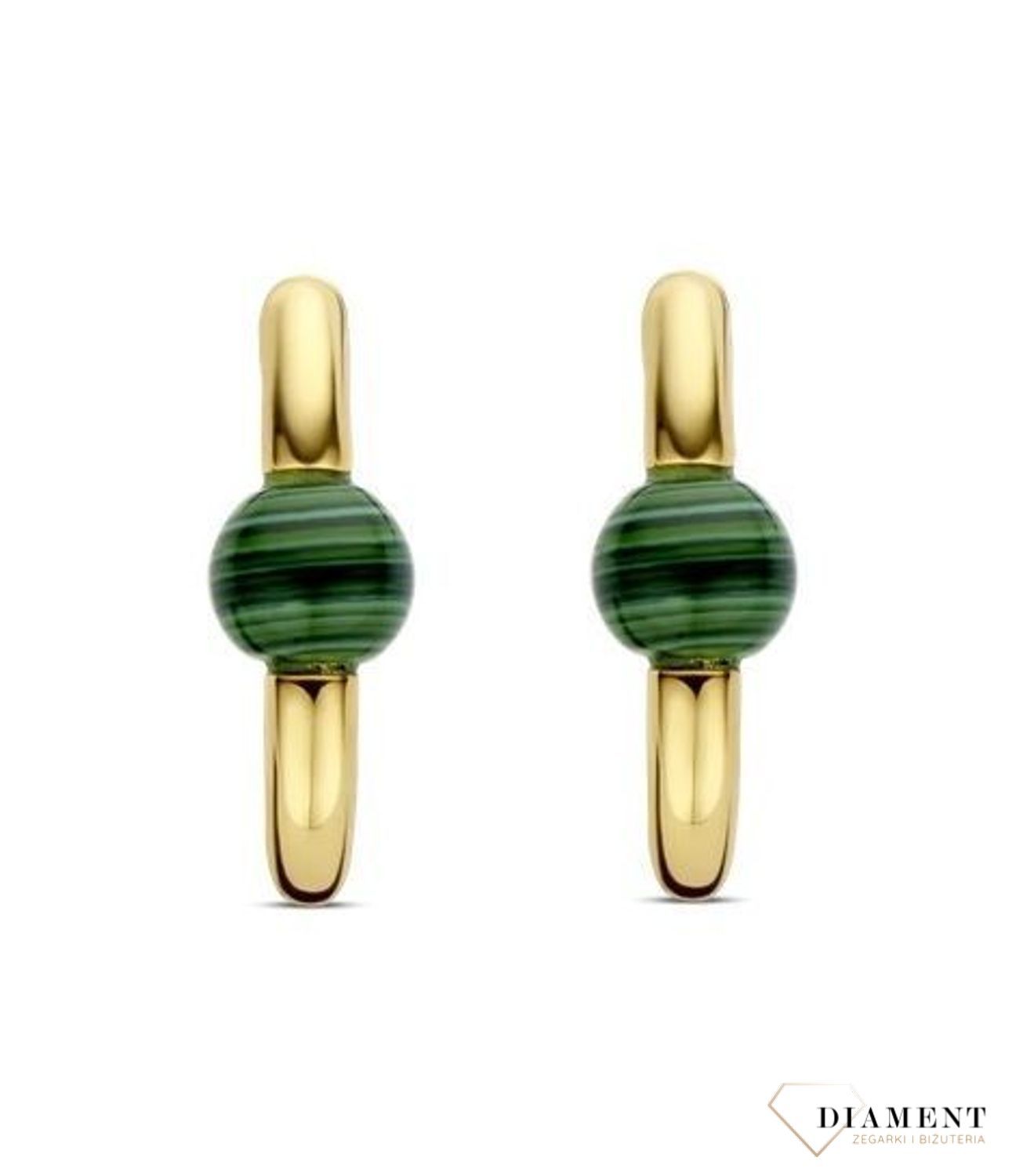 Kolczyki srebrne pokryte złotem Ti Sento Milano z malachitem 7914MAz (2).jpg