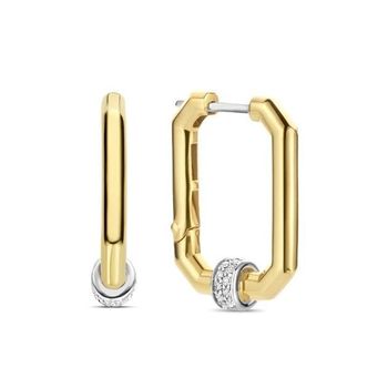 Kolczyki srebrne pokryte złotem Ti Sento Milano ozdobione cyrkonią 7919ZY. Urzekające kolczyki ze srebra pokrytego złotem w kształcie prostokąta. Kolczyki marki Ti Sento idealne dla kobiet, które kochają kl.jpg