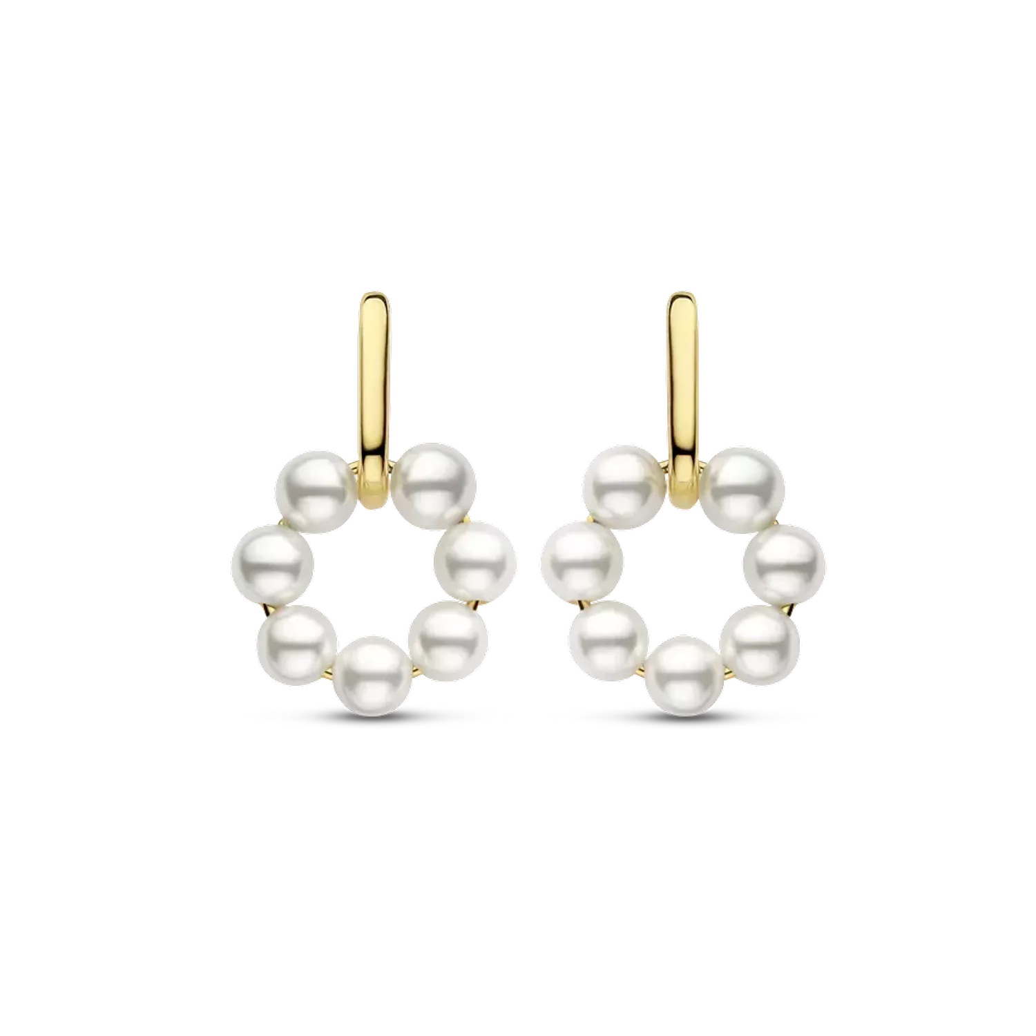 Damskie kolczyki pokryte złotem TI SENTO Aureola pereł z ciepłym złotem 7936YP. Damskie kolczyki firmy TI SENTO 7936YP zostały ozdobione pięknymi białymi perłami. Idealny pomysł na prezent dla każdej kobiety. (2).webp