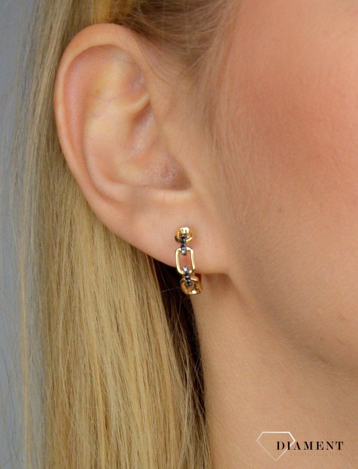 Kolczyki złote koła DIAMENT pancerka, czarne diamenty 0,11ct E79465Y Kolczyki złote z brylantami 79465E002-G1Q2.jpg