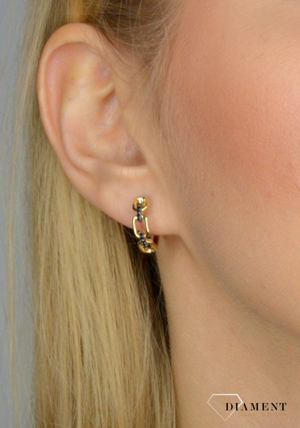 Kolczyki złote koła DIAMENT pancerka, czarne diamenty 0,11ct E79465Y Kolczyki złote z brylantami 79465E002-G1Q2.jpg