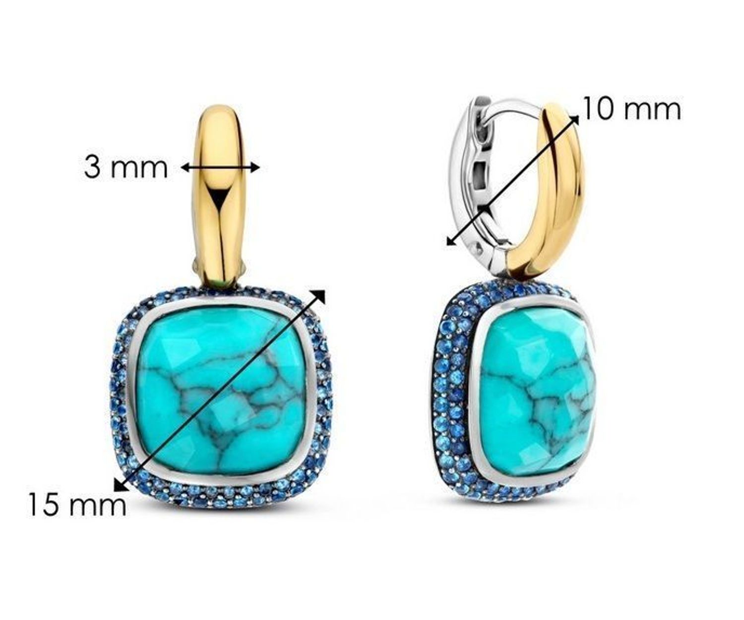 Kolczyki srebrne pozłacane TI SENTO 7968TQ. Srebrne kolczyki damskie. Kolczyki srebrne pozłacane Ti Sento. Kolczyki wiszące Ti Sento z kamieniem. Kolczyki pozłacane z turkusem. Kolczyki Ti Sento z kamieniem turkus na prezent dla kobiety.  (1.jpg