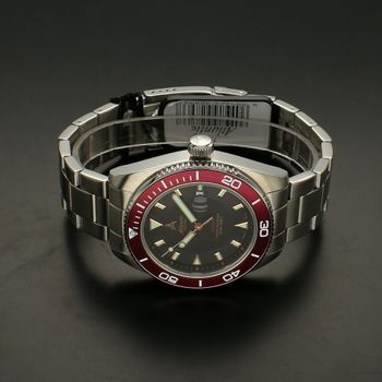 Zegarek męski Atlantic⌚ Mariner GMT 80378.41.61R na bransolecie z czarna tarczą i bordowym pierścieniem.  (3).jpg