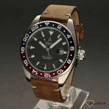 Zegarek męski Atlantic Mariner GMT 80570.41.61 na brązowym pasku. Elegancki męski zegarek marki Atlantic wyposażony w kwarcowy mechanizm (3).jpg