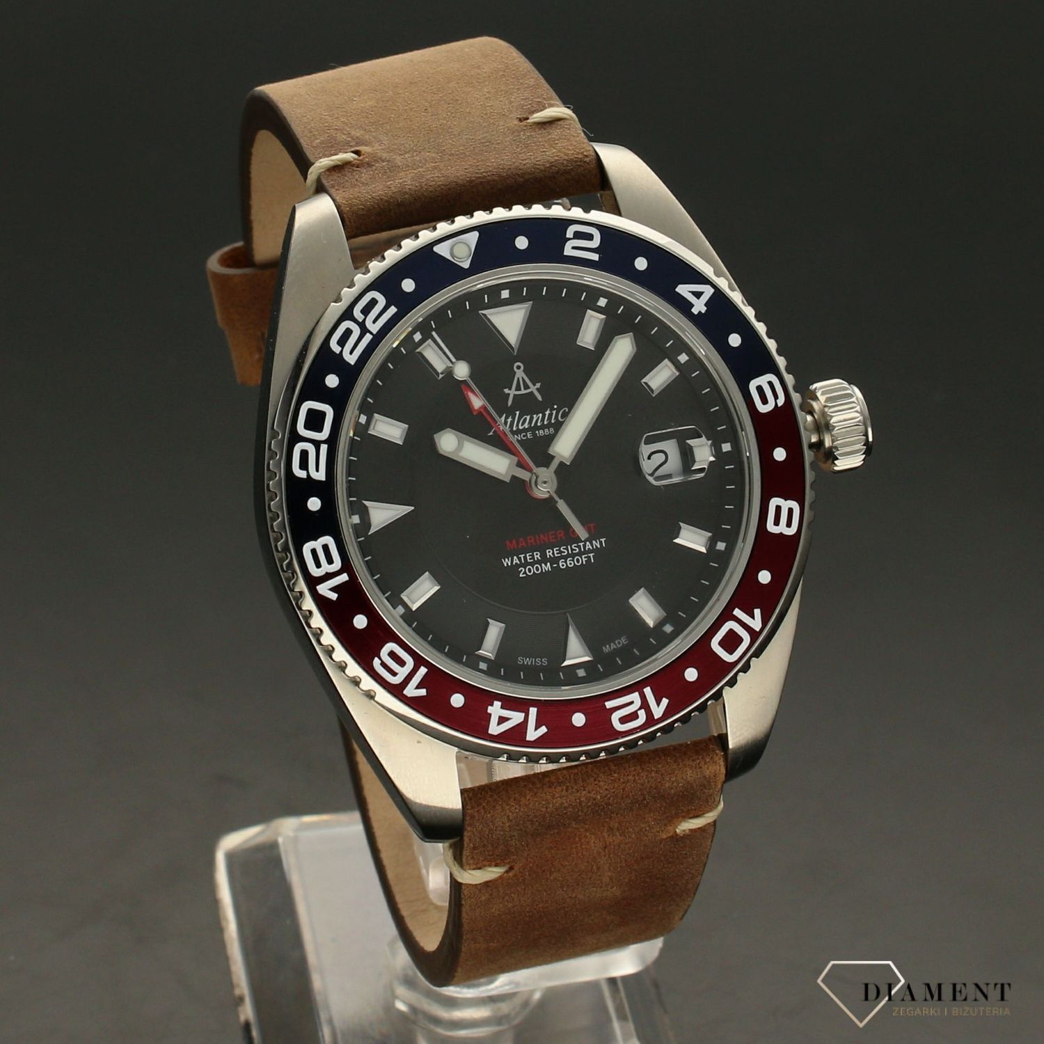 Zegarek męski Atlantic Mariner GMT 80570.41.61 na brązowym pasku.jpg
