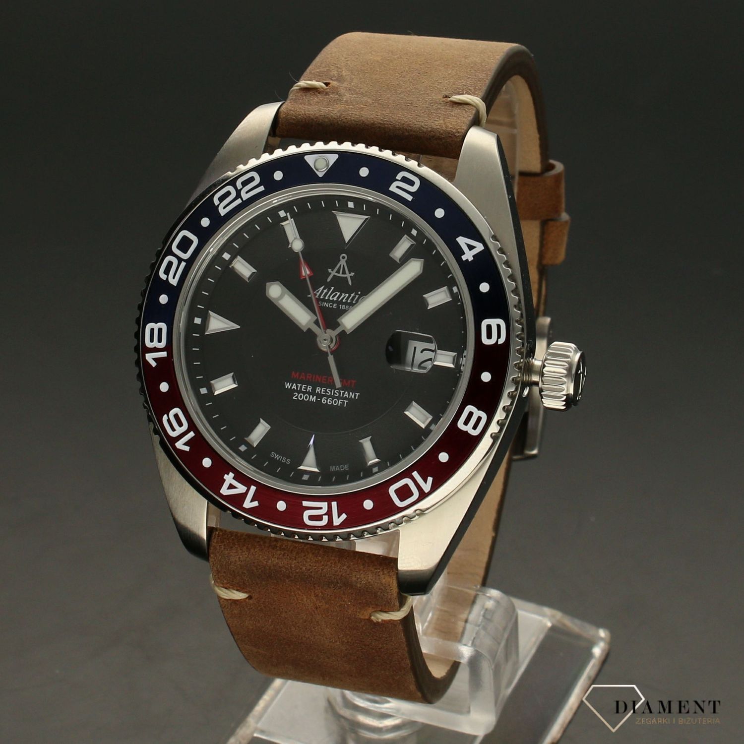 Zegarek męski Atlantic Mariner GMT 80570.41.61 na brązowym pasku.jpg