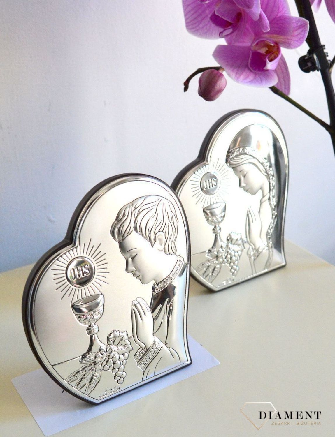 Obrazek srebrny I Komunia Święta w sercu kształcie serca dla chłopca 811231L.jpg