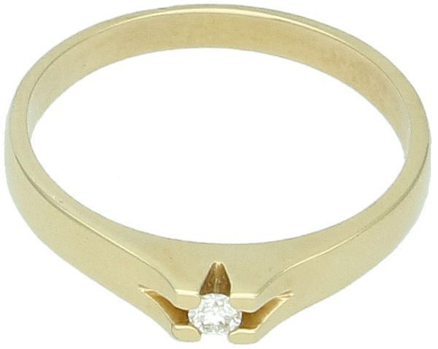 Pierścionek złoty DIAMENT żółte złoto, jeden diament, podwyższony pr 585.jpg