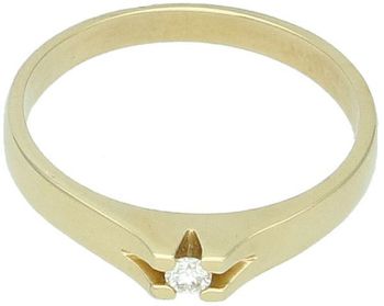 Pierścionek złoty DIAMENT żółte złoto, jeden diament, podwyższony pr 585.jpg
