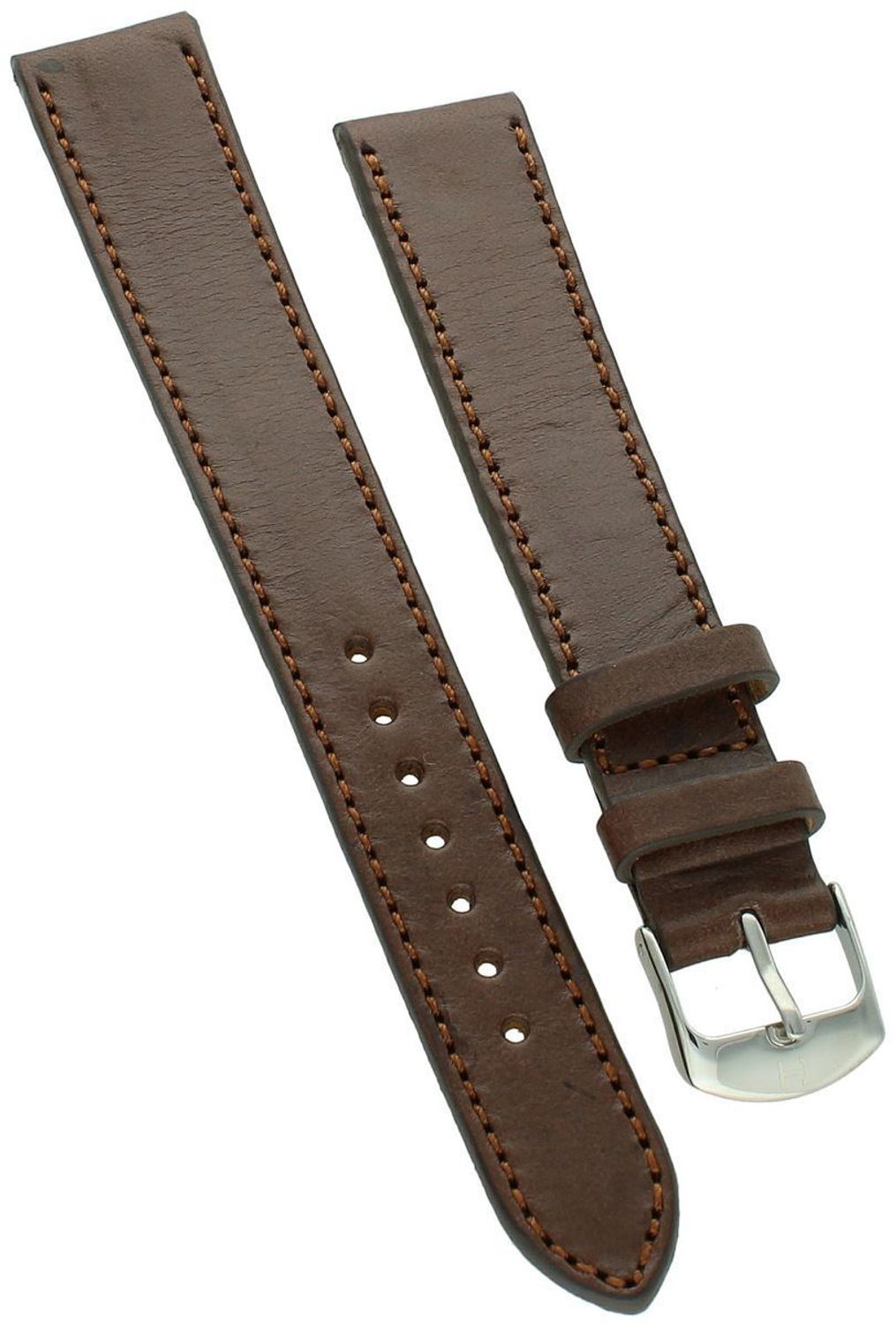 Brązowy pasek do zegarka 18 mm Horido XL – skórzany Top Grain, handmade, srebrna klamra z logo.jpg