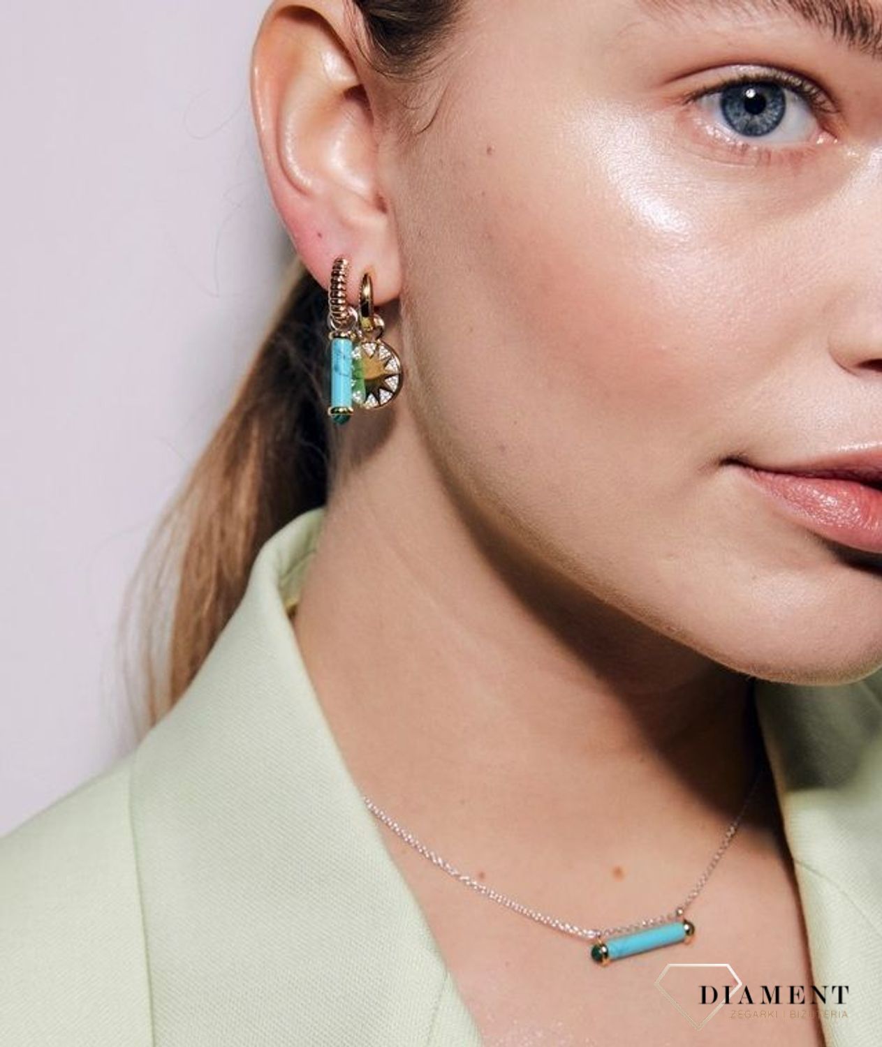 Srebrna zawieszka do kolczyków TI SENTO kapsuły turkus, malachit 9234TQ (2).jpg
