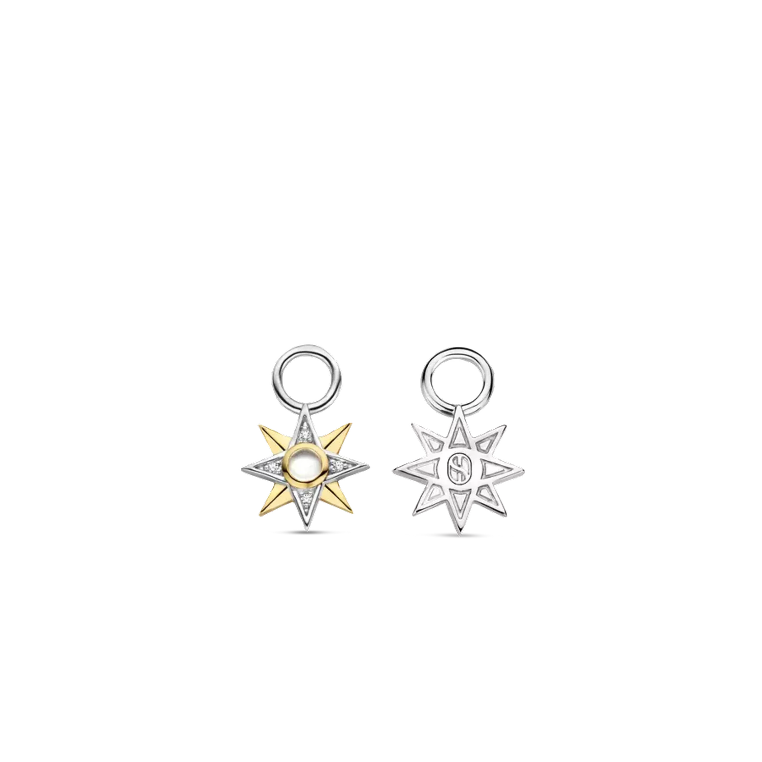 Srebrne zawieszki do kolczyków pokryte złotem TI SENTO Ośmioramienna gwiazda 9266MW Zawieszki marki TI SENTO wykonany z najwyższej próby rodowanego srebra 925. Twórz własne kompozycję tworząc z marką TI SENTO. Idealny pomysł.webp