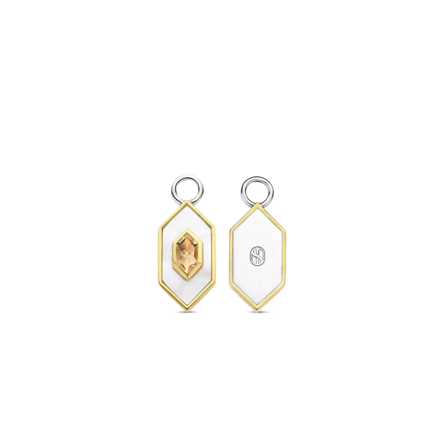 Srebrne zawieszki do kolczyków pokryte złotem TI BSENTO Masa perłowa i szampańska cyrkonia 9271MW. Zawieszki marki TI SENTO wykonany z najwyższej próby rodowanego srebra 925. Twórz własne kompozycję tworząc z marką TI SENTO..webp