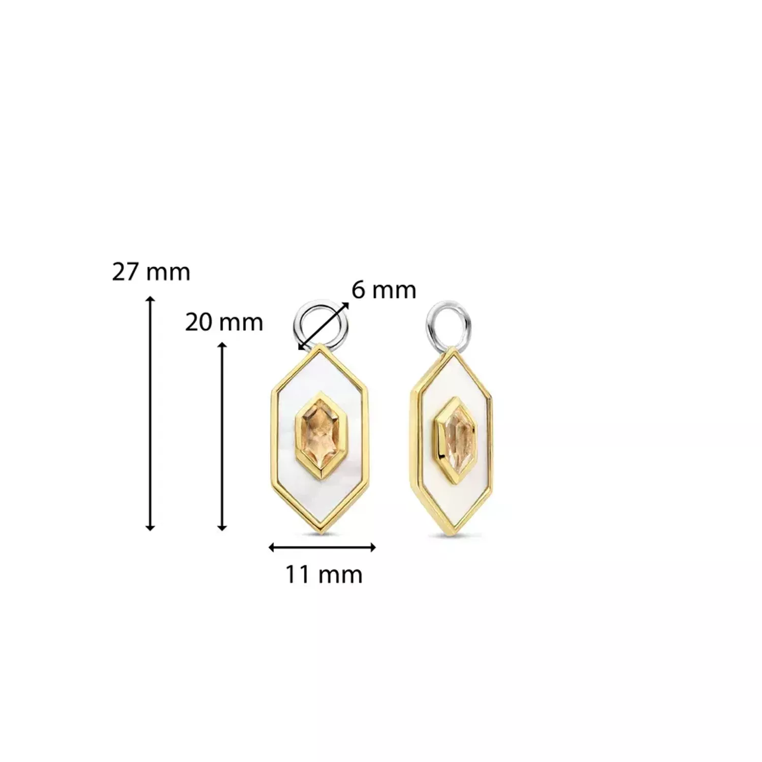 Srebrne zawieszki do kolczyków pokryte złotem TI BSENTO Masa perłowa i szampańska cyrkonia 9271MW. Zawieszki marki TI SENTO wykonany z najwyższej próby rodowanego srebra 925. Twórz własne kompozycję tworząc z marką TI SENTO..webp