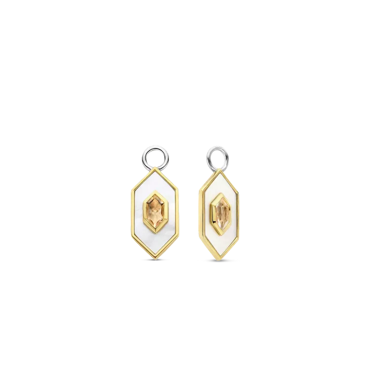 Srebrne zawieszki do kolczyków pokryte złotem TI BSENTO Masa perłowa i szampańska cyrkonia 9271MW. Zawieszki marki TI SENTO wykonany z najwyższej próby rodowanego srebra 925. Twórz własne kompozycję tworząc z marką TI SENTO..webp