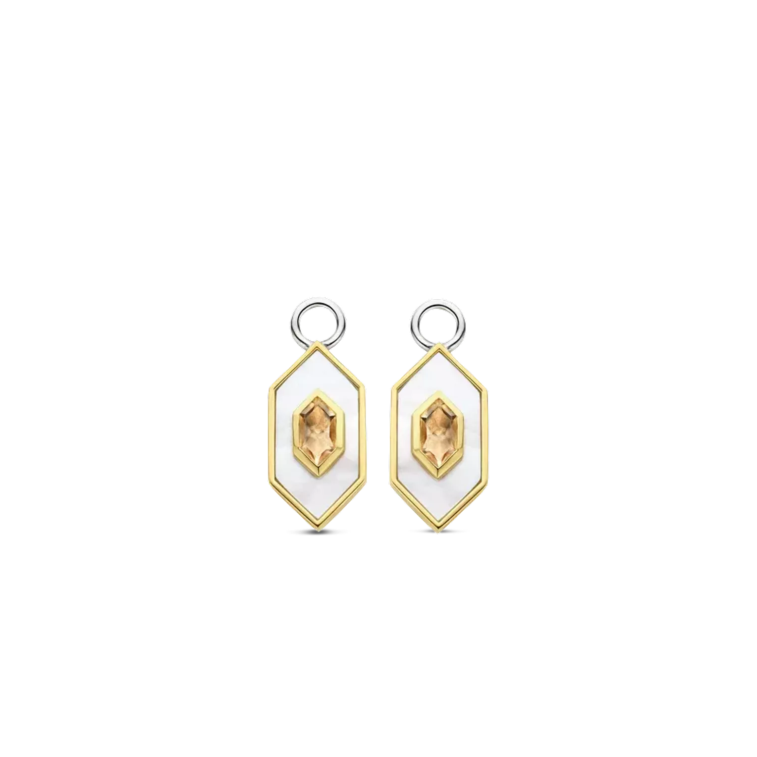 Srebrne zawieszki do kolczyków pokryte złotem TI BSENTO Masa perłowa i szampańska cyrkonia 9271MW. Zawieszki marki TI SENTO wykonany z najwyższej próby rodowanego srebra 925. Twórz własne kompozycję tworząc z marką TI SENTO..webp