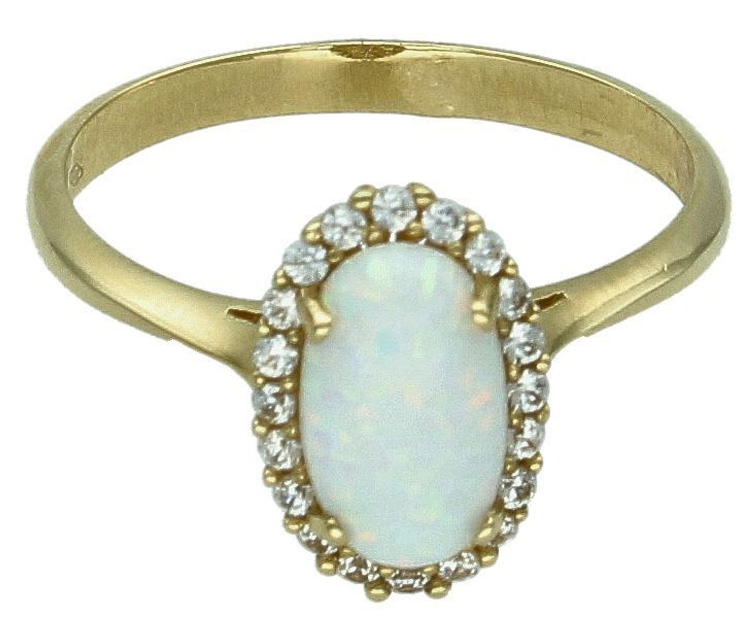 Złoty pierścionek 585 damski z opalem rozmiar 17. Złoty damski pierścionek wykonany z wysokiej próby złota 585. Kamień naturalny opal we wzorze  nadają pierścionkowi ponadczasowego wyglądu.1.jpg