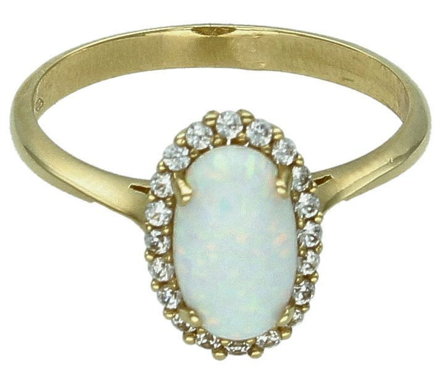 Złoty pierścionek 585 damski z opalem rozmiar 17. Złoty damski pierścionek wykonany z wysokiej próby złota 585. Kamień naturalny opal we wzorze  nadają pierścionkowi ponadczasowego wyglądu.1.jpg