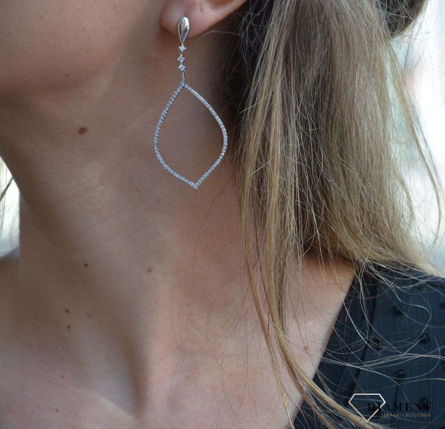 Kolczyki srebrne wiszące 'Białe cyrkonie panna młoda' A14452WA białe cyrkonie.jpg