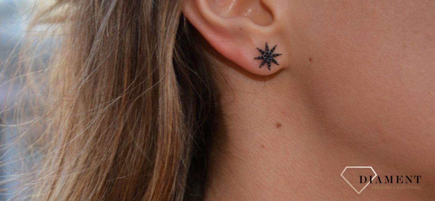 Kolczyki srebrne słoneczka LineArgent czarne cyrkonie A-15528-N.jpg