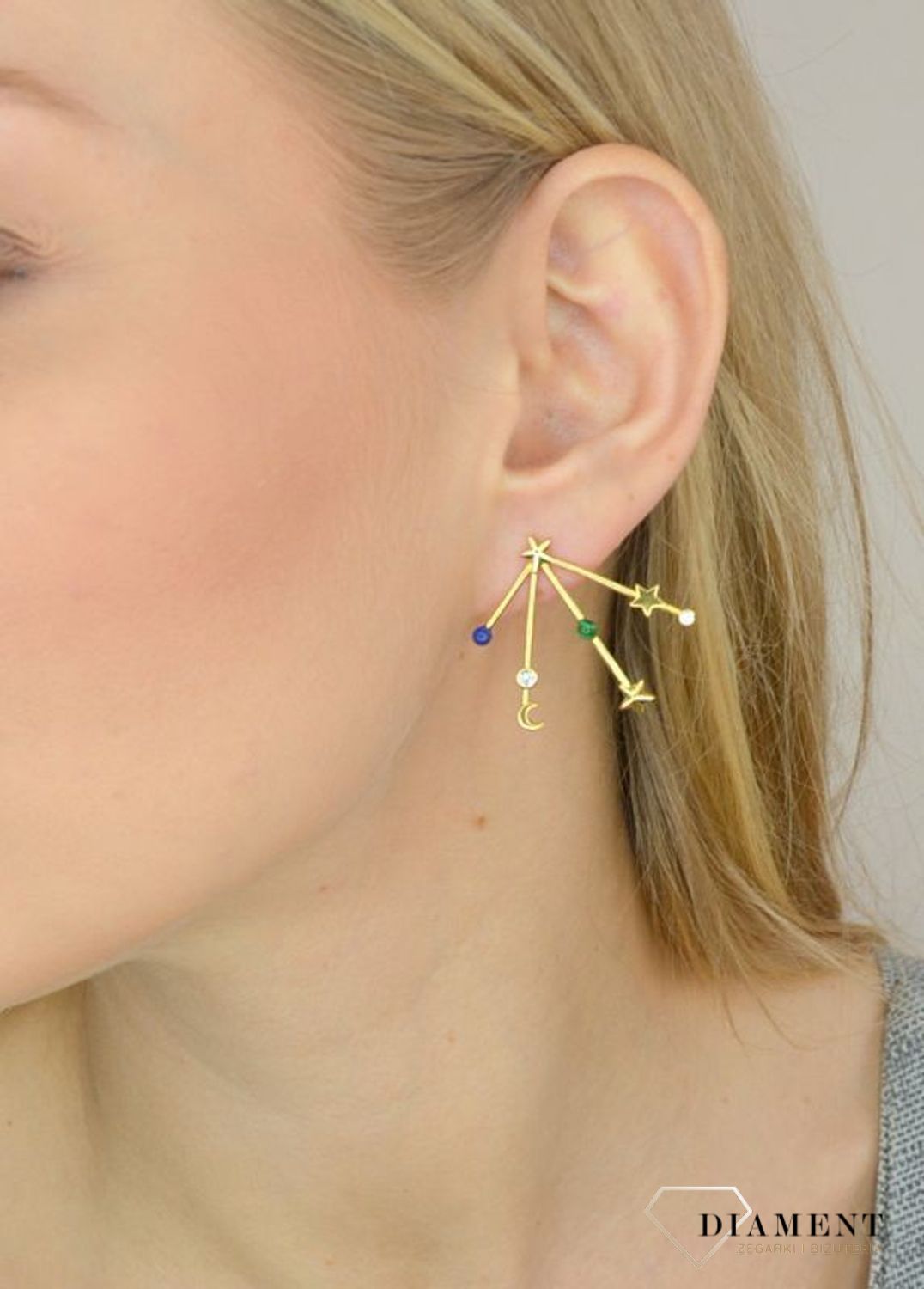 Kolczyki srebrne wiszące pozłacane 'cudowne gwiazdy' A-17821 Kolczyki pozłacane kolczyki Damskie.jpg