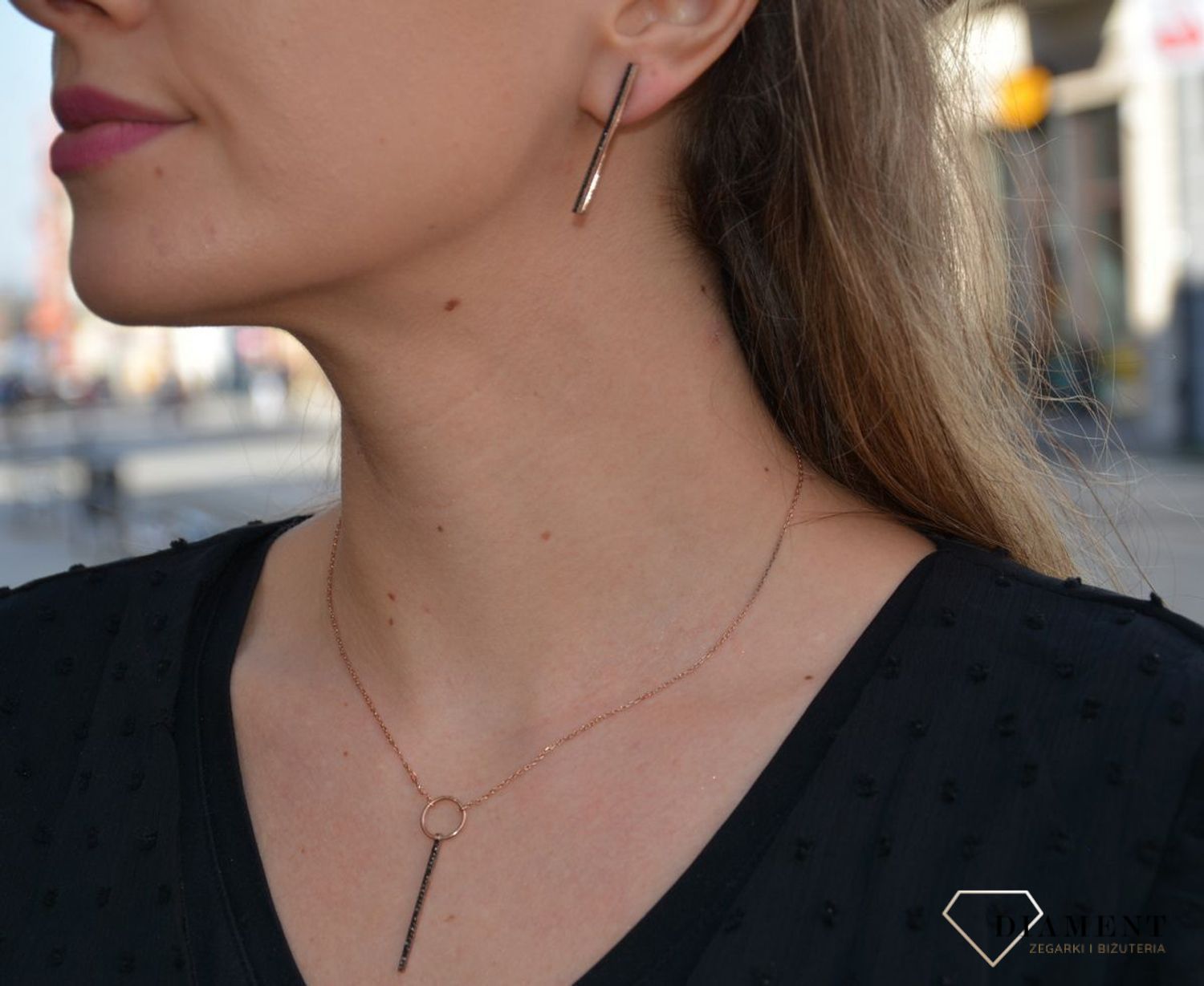 Kolczyki srebrne wiszące 'Czarne cyrkonie - pałeczki'A.14929 czarne cyrkonie.jpg