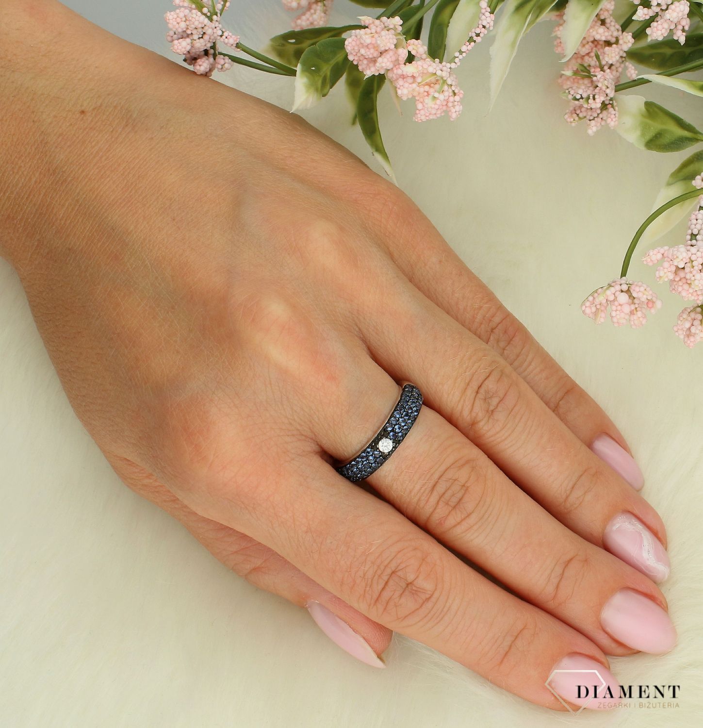 Srebrny pierścionek damski 925 kolorowe cyrkonie rozmiar 14 A01MY 9.jpg