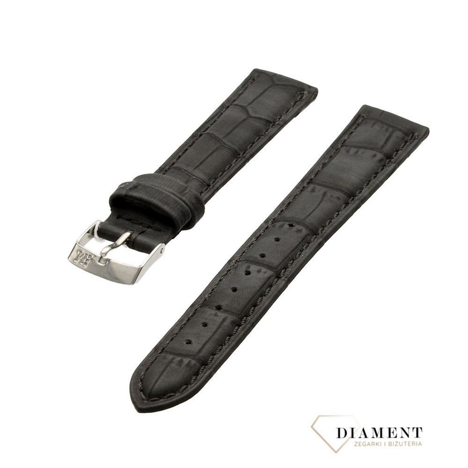 Elegancki czarny pasek do zegarka Morellato A01U3936A70019CR 18 mm z trwałej skóry naturalnej. Solidny, wygodny i uniwersalny pasek do zegarków..jpg