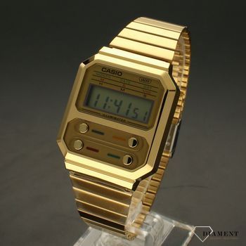 Zegarek Casio na bransolecie elektroniczny Casio Vintage A100WEG-9AEF z modnymi guzikami' na tarczy (2).jpg
