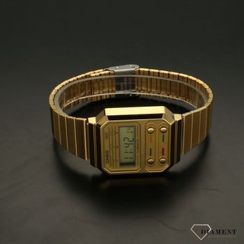 Zegarek Casio na bransolecie elektroniczny Casio Vintage A100WEG-9AEF z modnymi guzikami' na tarczy (3).jpg