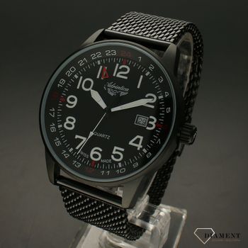 Zegarek męski na czarnej bransolecie dla pilota Adriatica z kolekcji Aviator A1067.B124Q (2).jpg