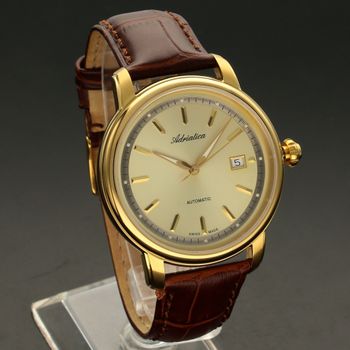 Zegarek męski w klasycznej napędzany mechanicznie z automatycznym naciągiem. Koperta zegarka  kolorze żółtego złota (1).jpg