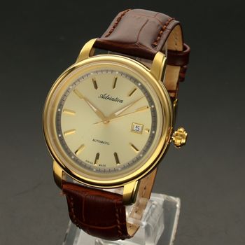 Zegarek męski w klasycznej napędzany mechanicznie z automatycznym naciągiem. Koperta zegarka  kolorze żółtego złota (2).jpg