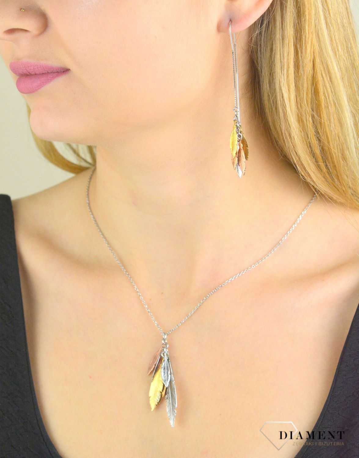 Srebrny naszyjnik damski piórka 85 cm A122 (2).jpg