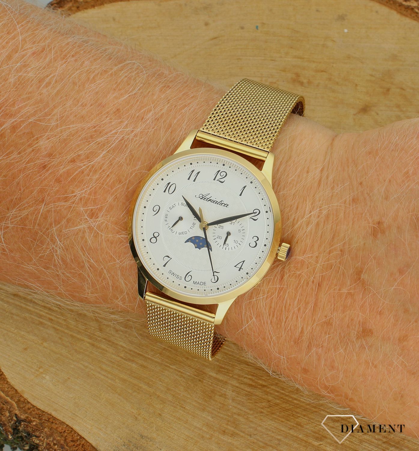 Zegarek męski Adriatica Multifunction na złotej bransolecie A1274.1123QF.jpg