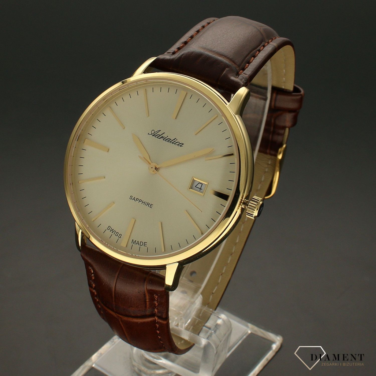 Zegarek męski złoty na pasku Adriatica A1283.1211Q.jpg