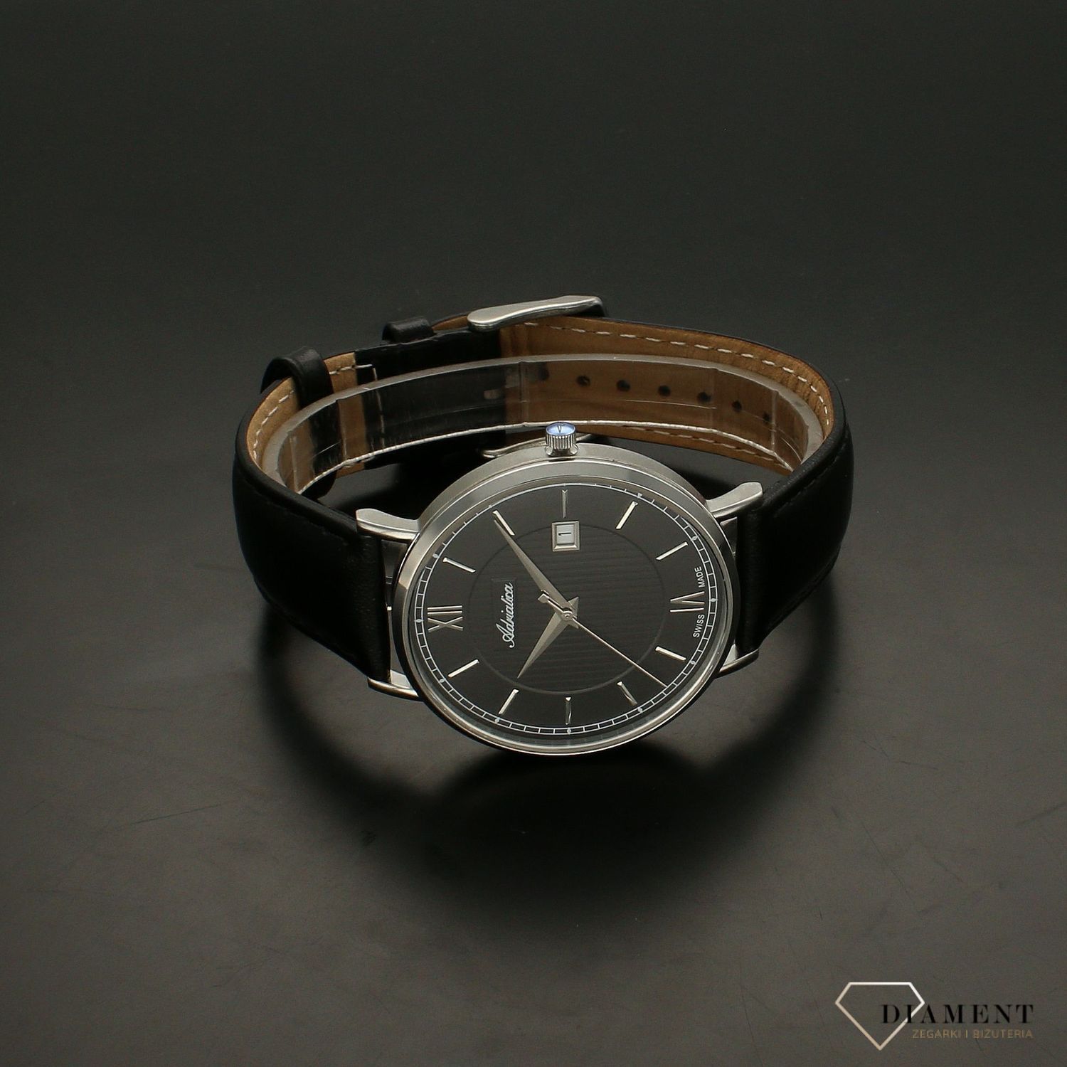 Zegarek męski Adriatica na czarnym pasku A1294.5264Q do garnituru.webp