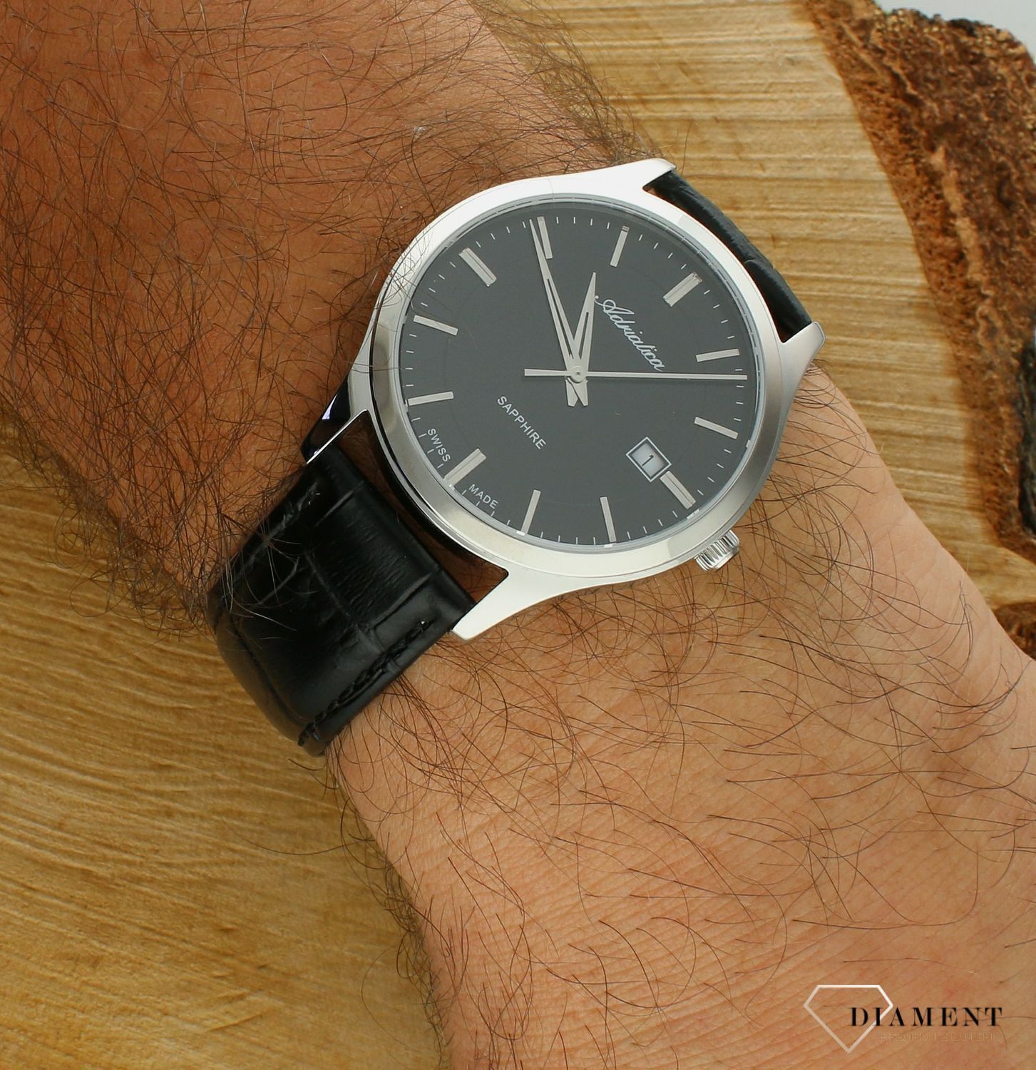 Zegarek męski Adriatica Sapphire A1299.5114Q. Męski zegarek szwajcarski. Zegarek męski Adriatica na pasku. Męski zegarek z szafirowym szkłem. Zegarek Adriatica na prezent dla mężczyzny..jpg