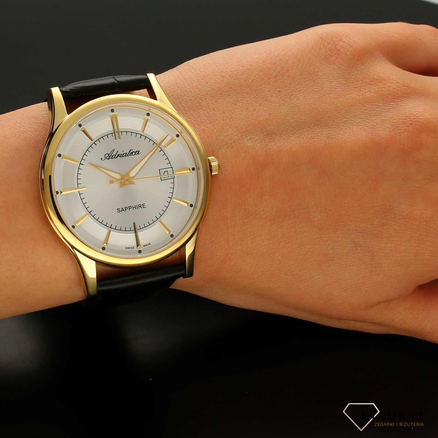 Zegarek męski złoty na pasku Adriatica A1296.1213Q.jpg