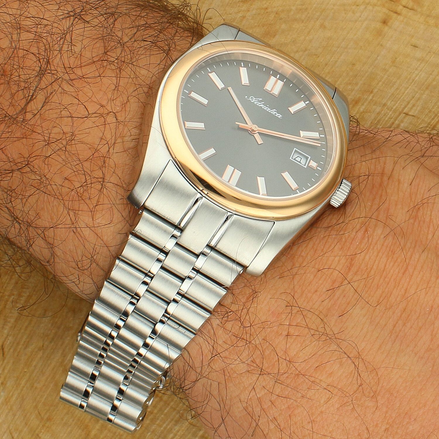 Zegarek męski Adriatica Classic Elegance Quartz A1298.R1R6Q – grafitowa tarcza, różowe złoto.jpg