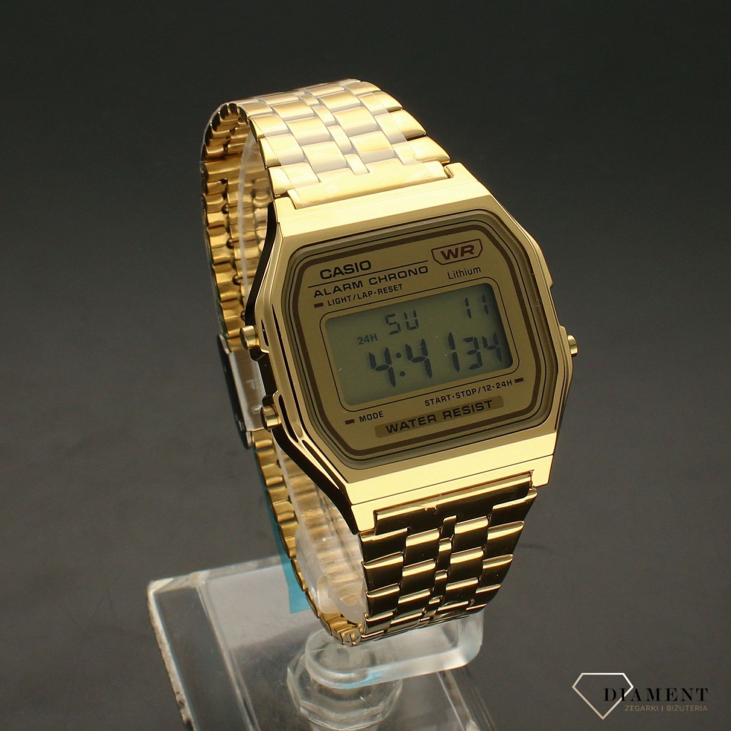 Zegarek elektroniczny na bransolecie w kolorze złota Casio Vintage A158WETG-9AEF.jpg
