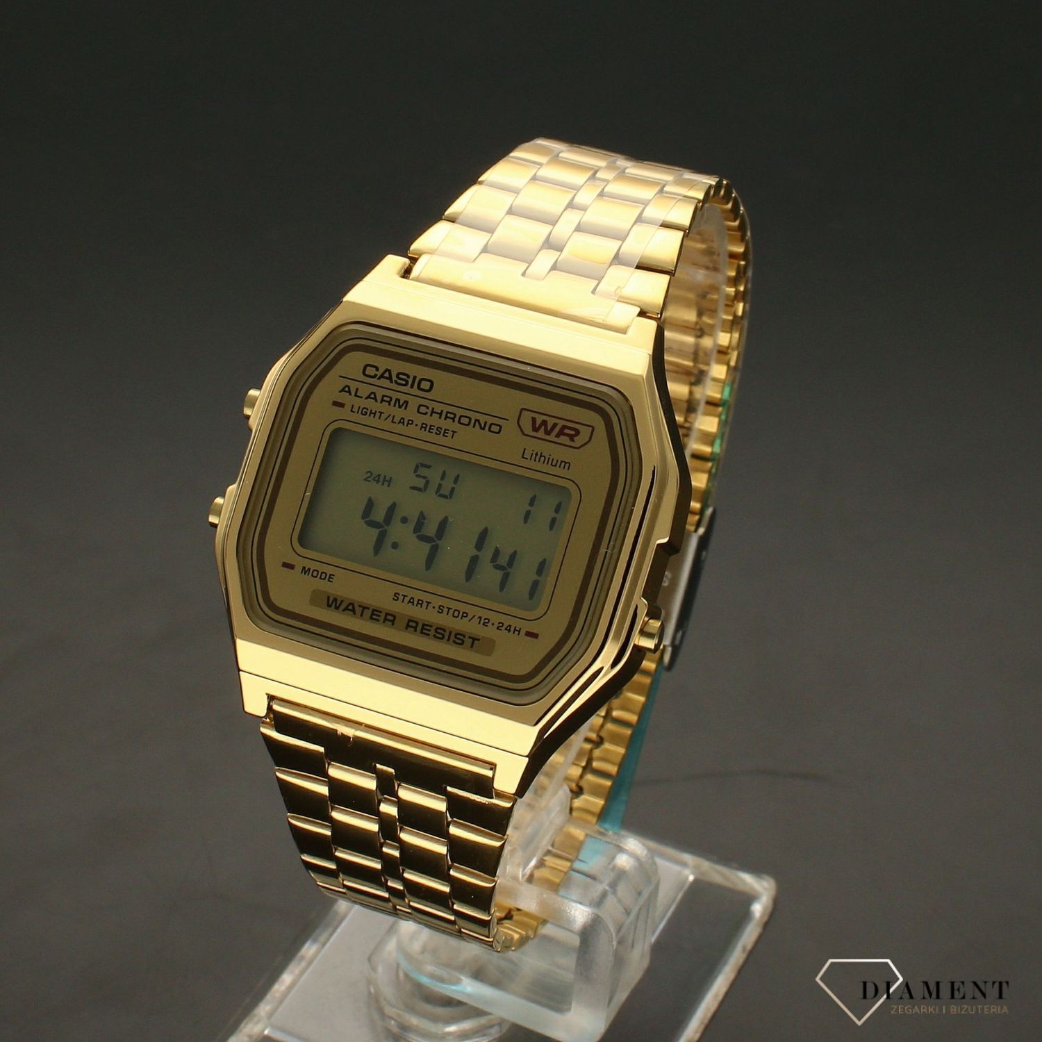 Zegarek elektroniczny na bransolecie w kolorze złota Casio Vintage A158WETG-9AEF.jpg